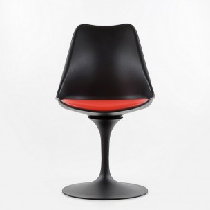 Стул Tulip style черный с красной подушкой