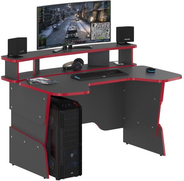 Игровой стол SKILLL STG 1390 Антрацит/Красный 1360х1000х925