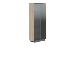 Шкаф шир. выс. со стеклянными дверями в раме СФ-574304 Дуб светлый/Белый премиум 900х430х2100 LINE